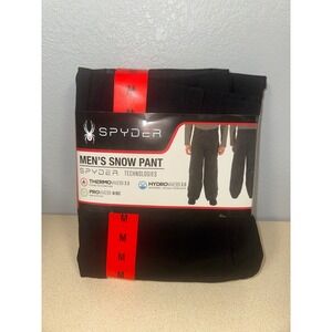 Spyder Mens Snow Pants Black Waterproof Insulated Ski Snowboard Pants Medium NEW